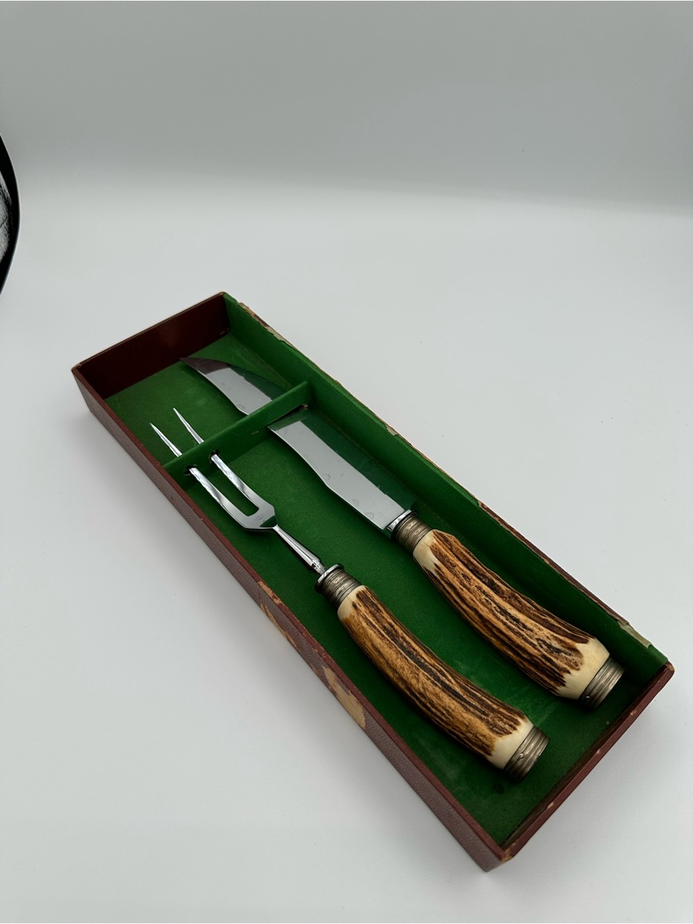 Vintage Anton Wingen Jr Carving Knife and Fork Set - Brown (Germany)